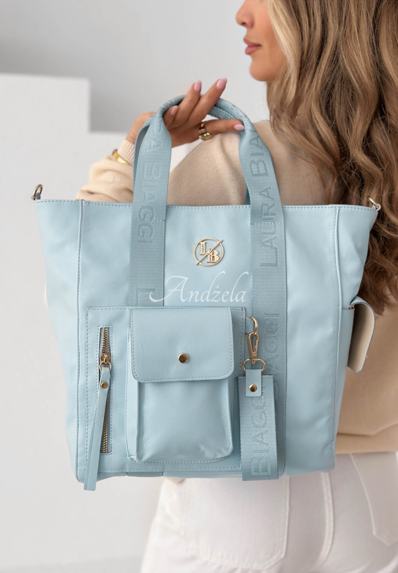 Georgina Blue Leather Handbag