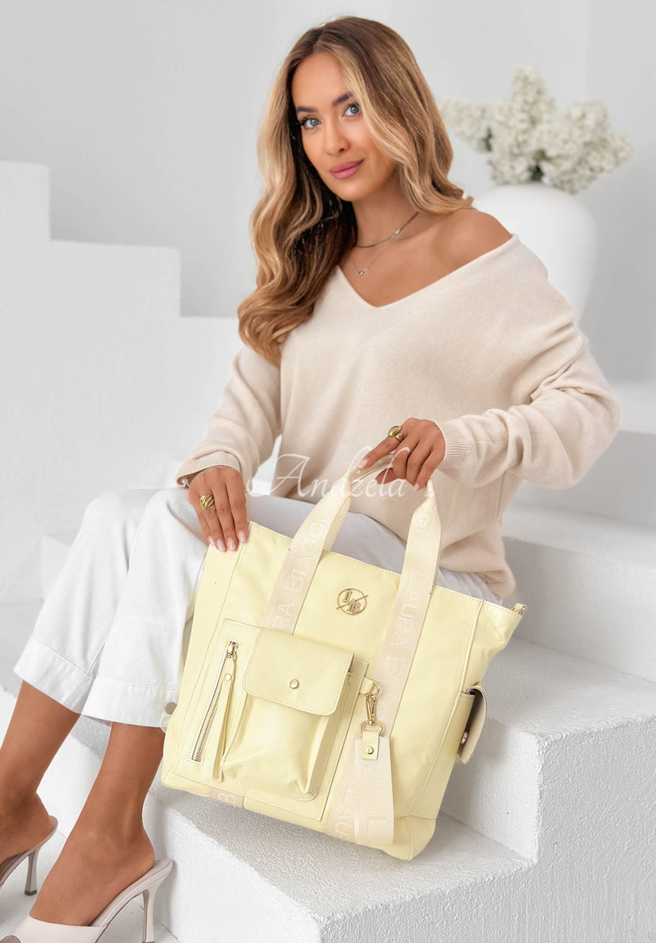 Georgina Yellow Leather Handbag