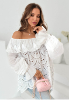 Ażurowa bluzka hiszpanka Summer Seaside beżowa