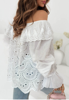 Ażurowa bluzka hiszpanka Summer Seaside beżowa