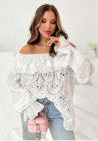 Ażurowa bluzka hiszpanka Summer Seaside beżowa