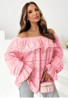 Ażurowa bluzka hiszpanka boho Pretty Sunshine beżowa