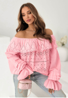 Ażurowa bluzka hiszpanka boho Pretty Sunshine beżowa