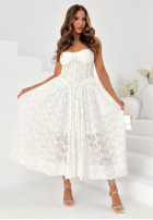 Koronkowa sukienka maxi z gorsetową górą Summer Amour biała