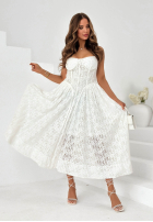 Koronkowa sukienka maxi z gorsetową górą Summer Amour biała