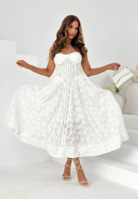 Summer Amour White Lace Maxi Dress with a Corset Top
