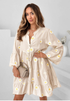 Sukienka z falbankami i kwiatowymi naszywkami Cute Daisy błękitna