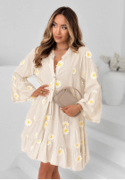 Sukienka z falbankami i kwiatowymi naszywkami Cute Daisy błękitna