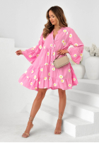 Sukienka z falbankami i kwiatowymi naszywkami Cute Daisy błękitna