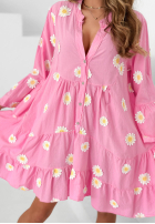 Sukienka z falbankami i kwiatowymi naszywkami Cute Daisy błękitna