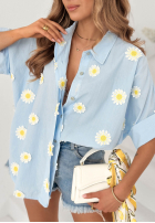 Koszula z kwiatowymi naszywkami Cute Daisy beżowa