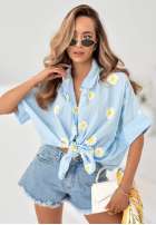 Koszula z kwiatowymi naszywkami Cute Daisy beżowa