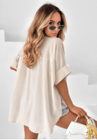 Koszula z kwiatowymi naszywkami Cute Daisy beżowa