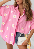 Koszula z kwiatowymi naszywkami Cute Daisy beżowa