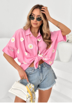 Koszula z kwiatowymi naszywkami Cute Daisy beżowa