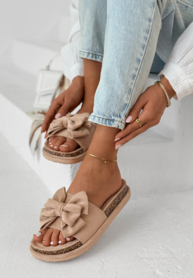 Ismeralda Beige Flip-Flops with a Bow