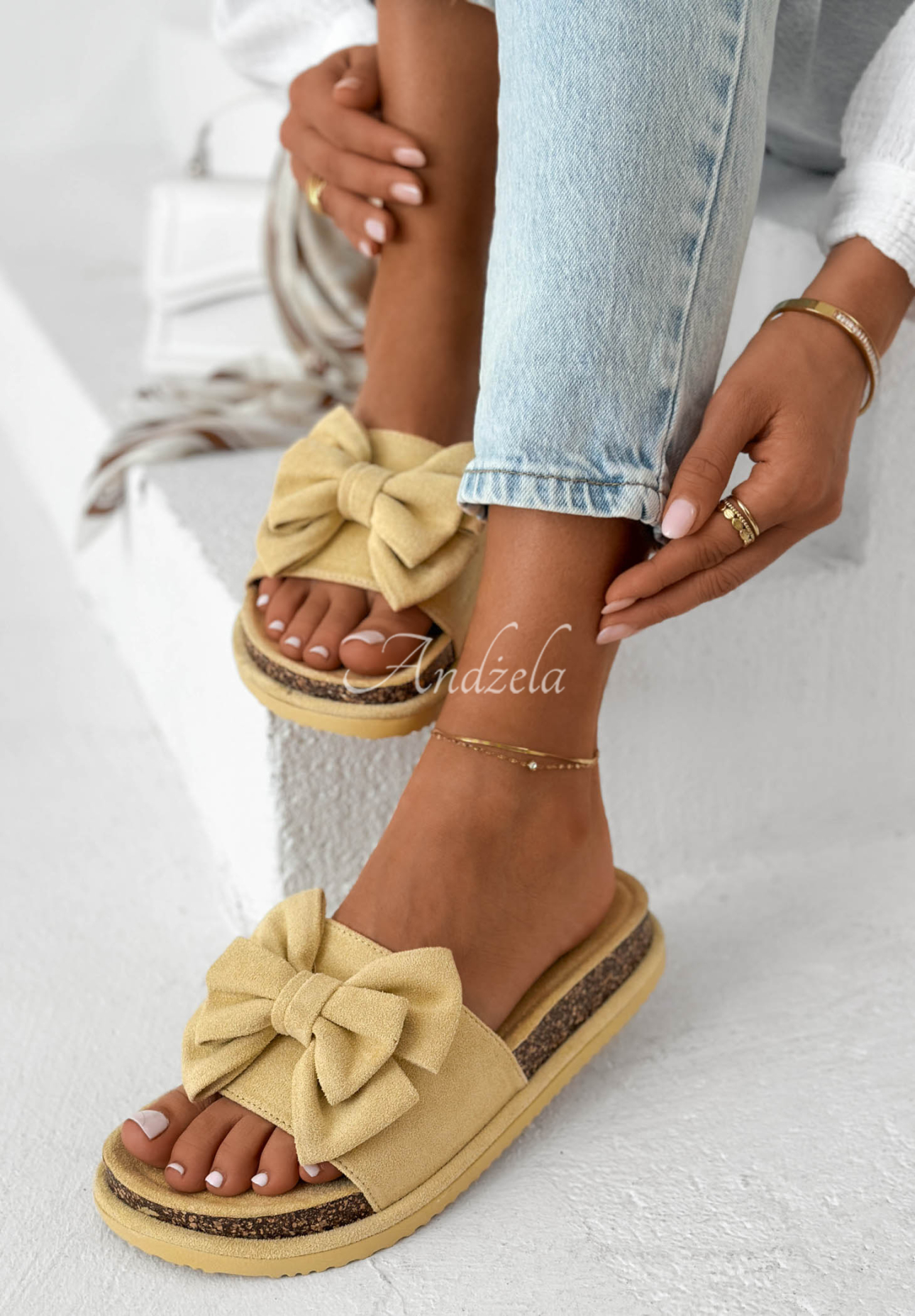 Ismeralda Yellow Bow Flip-Flops