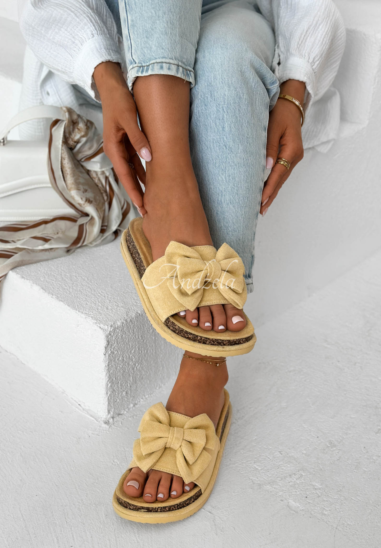 Ismeralda Yellow Bow Flip-Flops