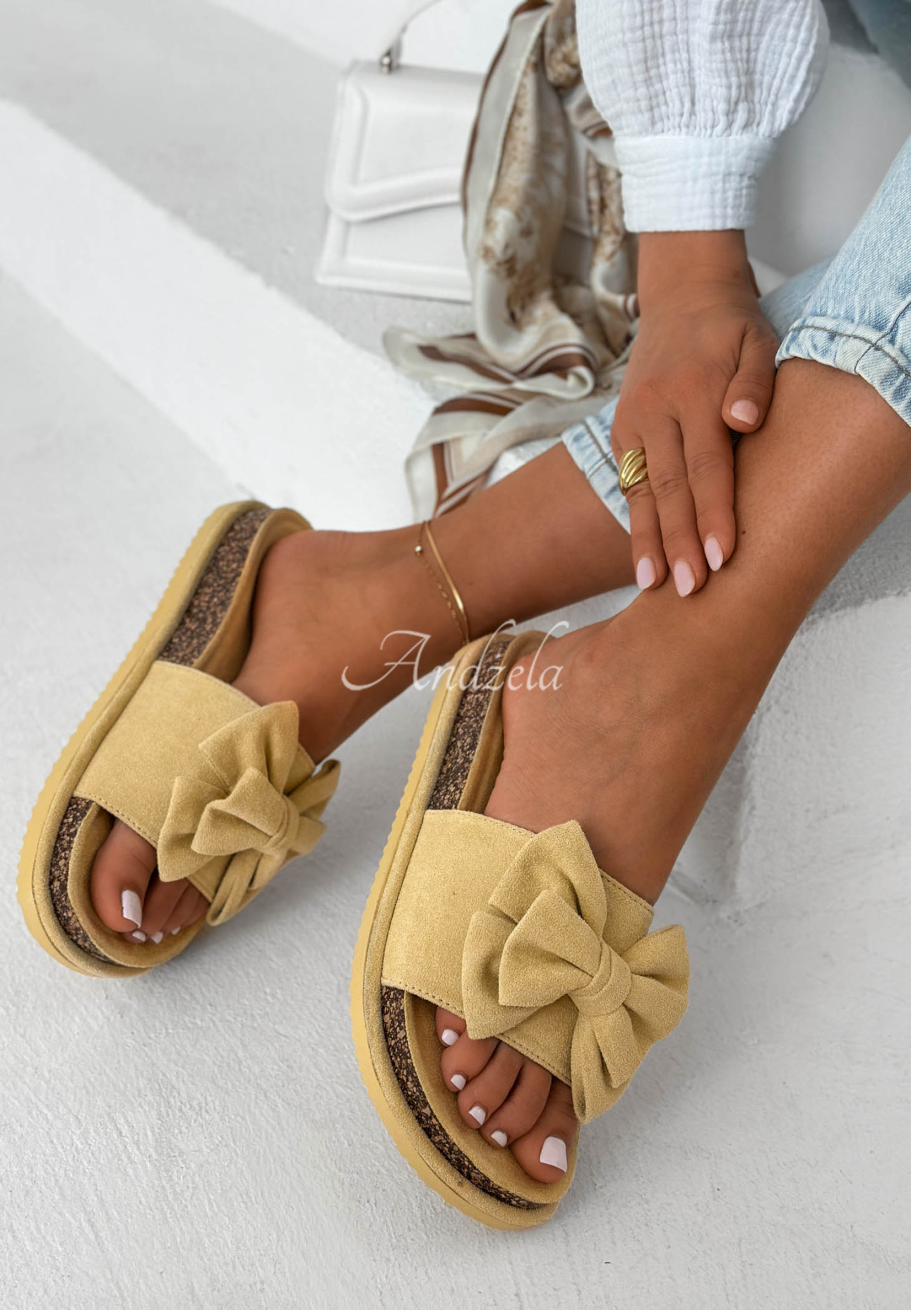 Ismeralda Yellow Bow Flip-Flops