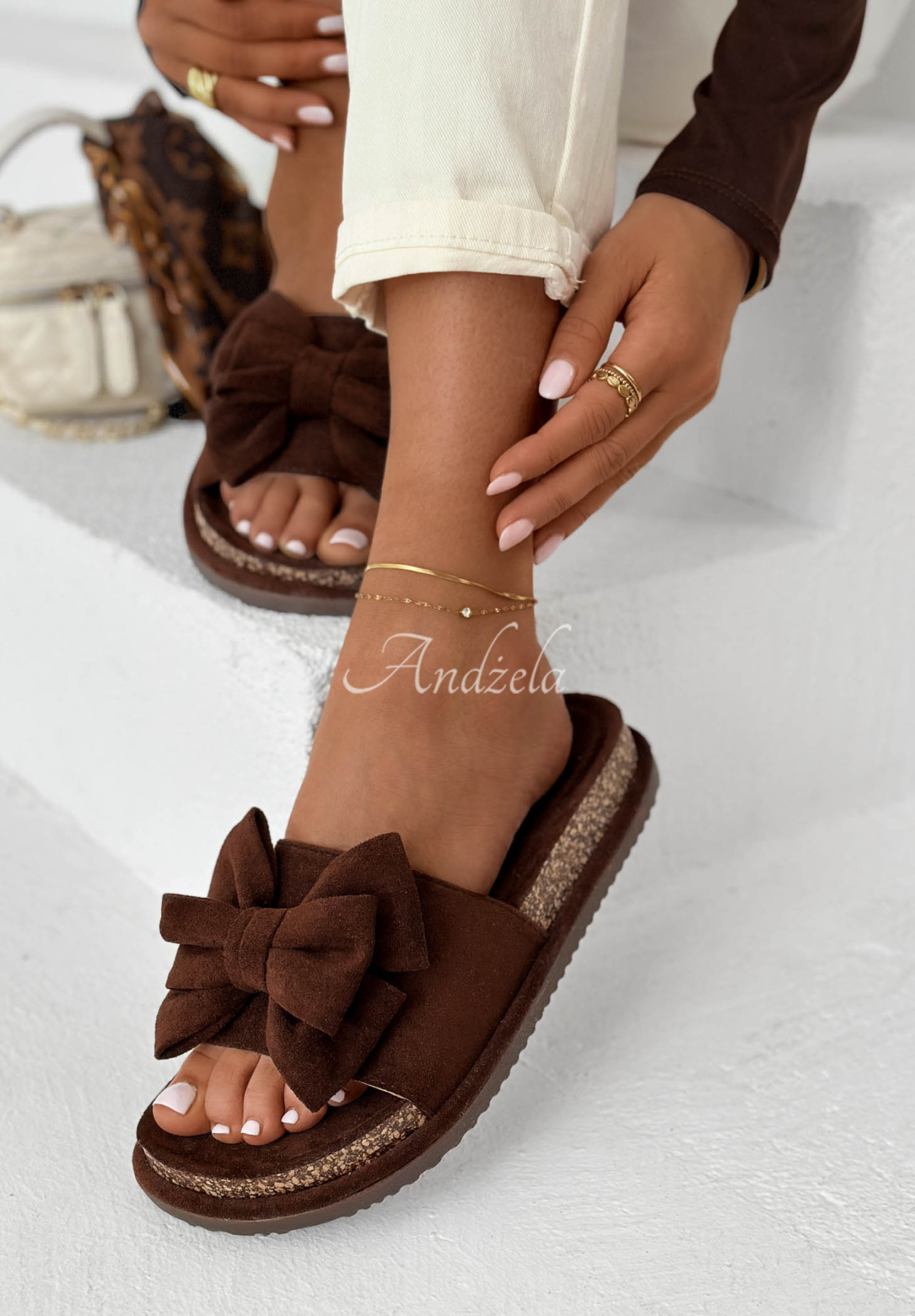 Ismeralda Chocolate Flip-Flops with a Bow