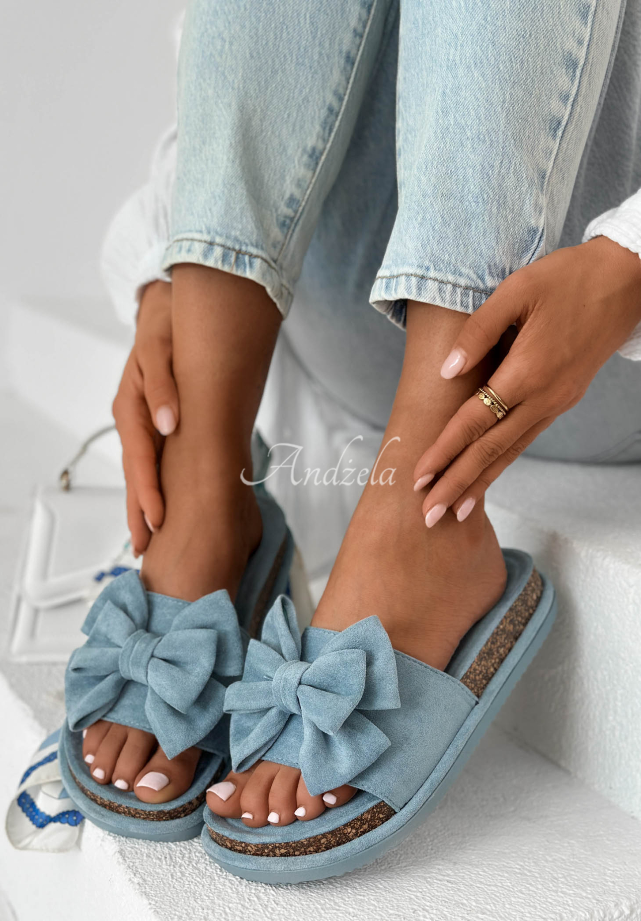 Ismeralda Blue Bow Flip-Flops