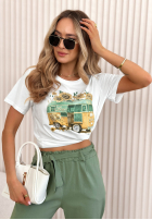 T-shirt z nadrukiem Love Van biały