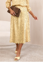 Satynowa spódnica maxi w groszki Ciao Felicita żółta