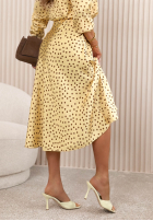 Satynowa spódnica maxi w groszki Ciao Felicita żółta