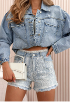 Jeansowe szorty z koronką Carlitta jasnoniebieskie