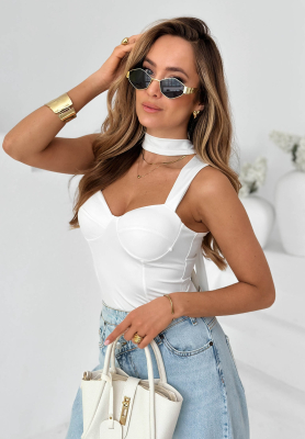 Top z chokerem Don’t Be Late ecru