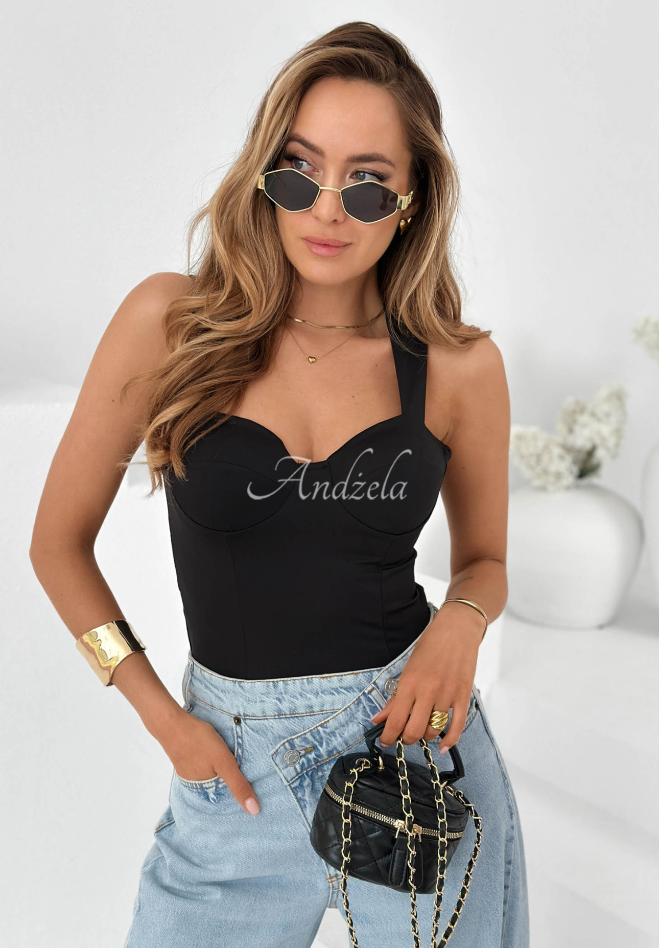 "Don’t Be Late" Black Choker Top