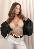 Krótki koronkowy top Lace Dream biały