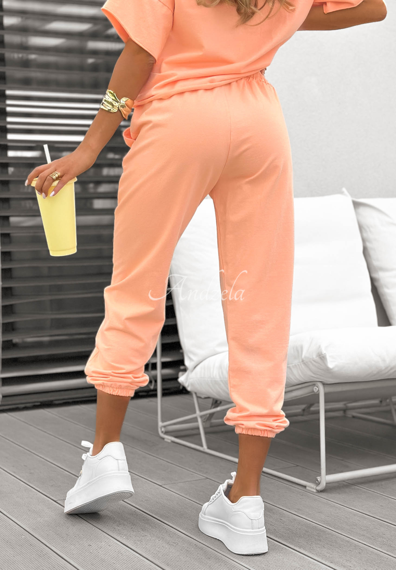 Double Trouble peach T-shirt and sweatpants set