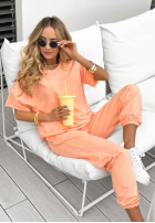 Komplet T-shirt i spodnie dresowe Double Trouble brzoskwiniowy