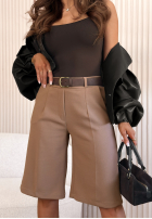 Materiałowe spodenki bermudy Let It Be beżowe