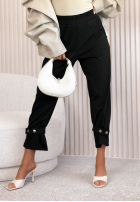 Materiałowe spodnie Classic Fit czarne