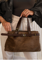 Zamszowa torebka Donna beżowa