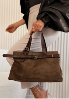 Zamszowa torebka Donna beżowa