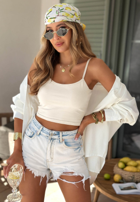 Viva Oliva Short Beige Cotton Tank Top