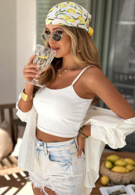 Viva Oliva short cotton tank top in ecru