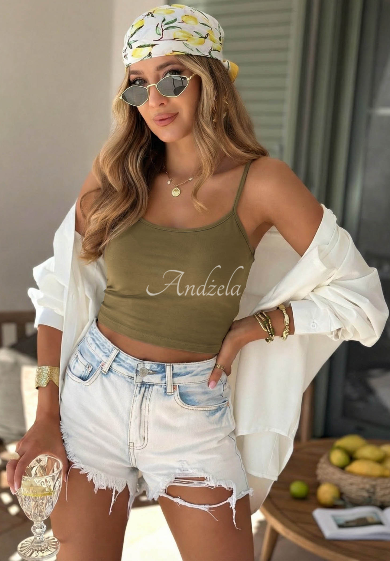 Viva Oliva Olive Green Short Cotton Tank Top