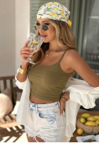 Krótki top na ramiączkach All For You oliwkowy