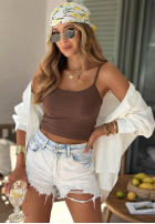 Krótki top na ramiączkach All For You oliwkowy