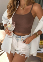 Krótki top na ramiączkach All For You oliwkowy