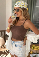 Krótki top na ramiączkach All For You oliwkowy