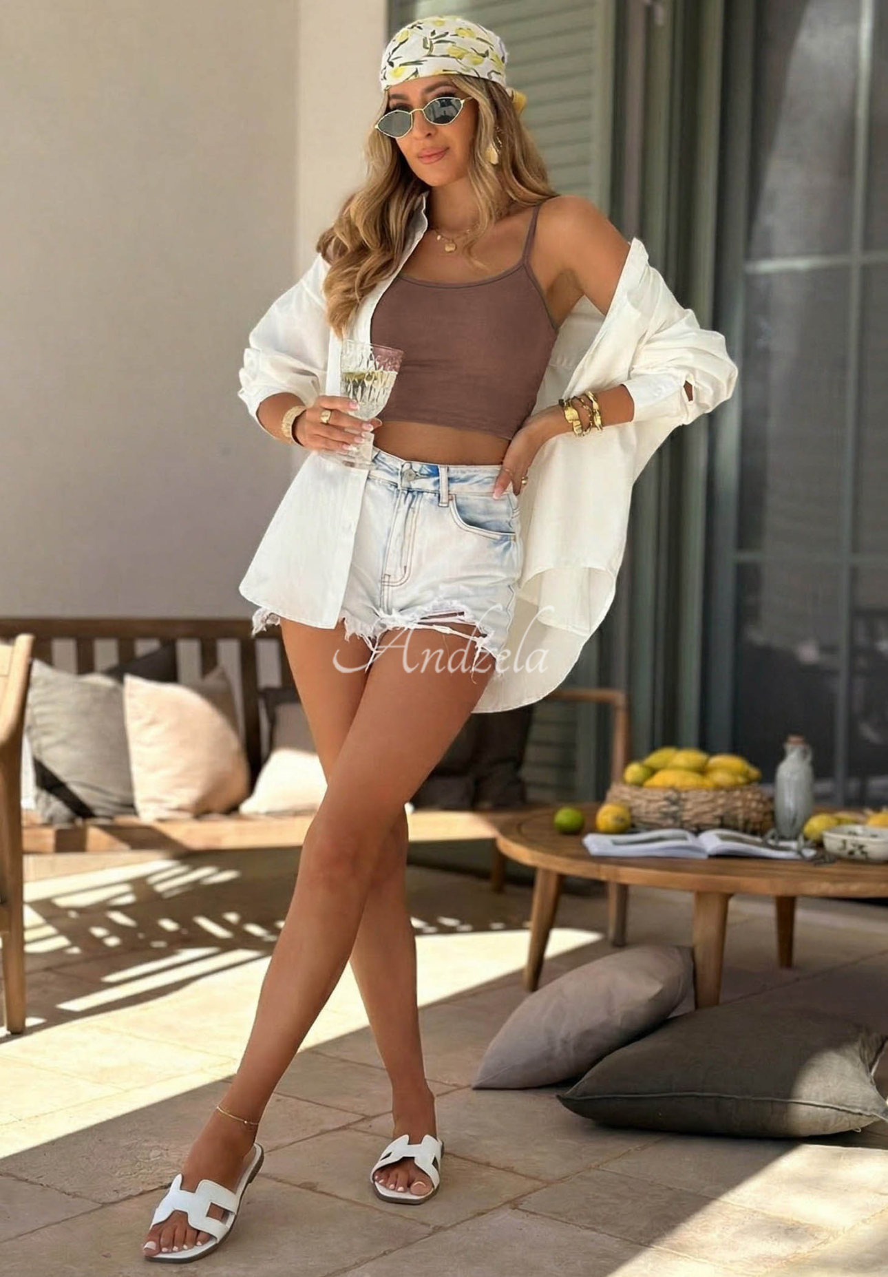 Viva Oliva Short Chocolate-Colored Cotton Tank Top