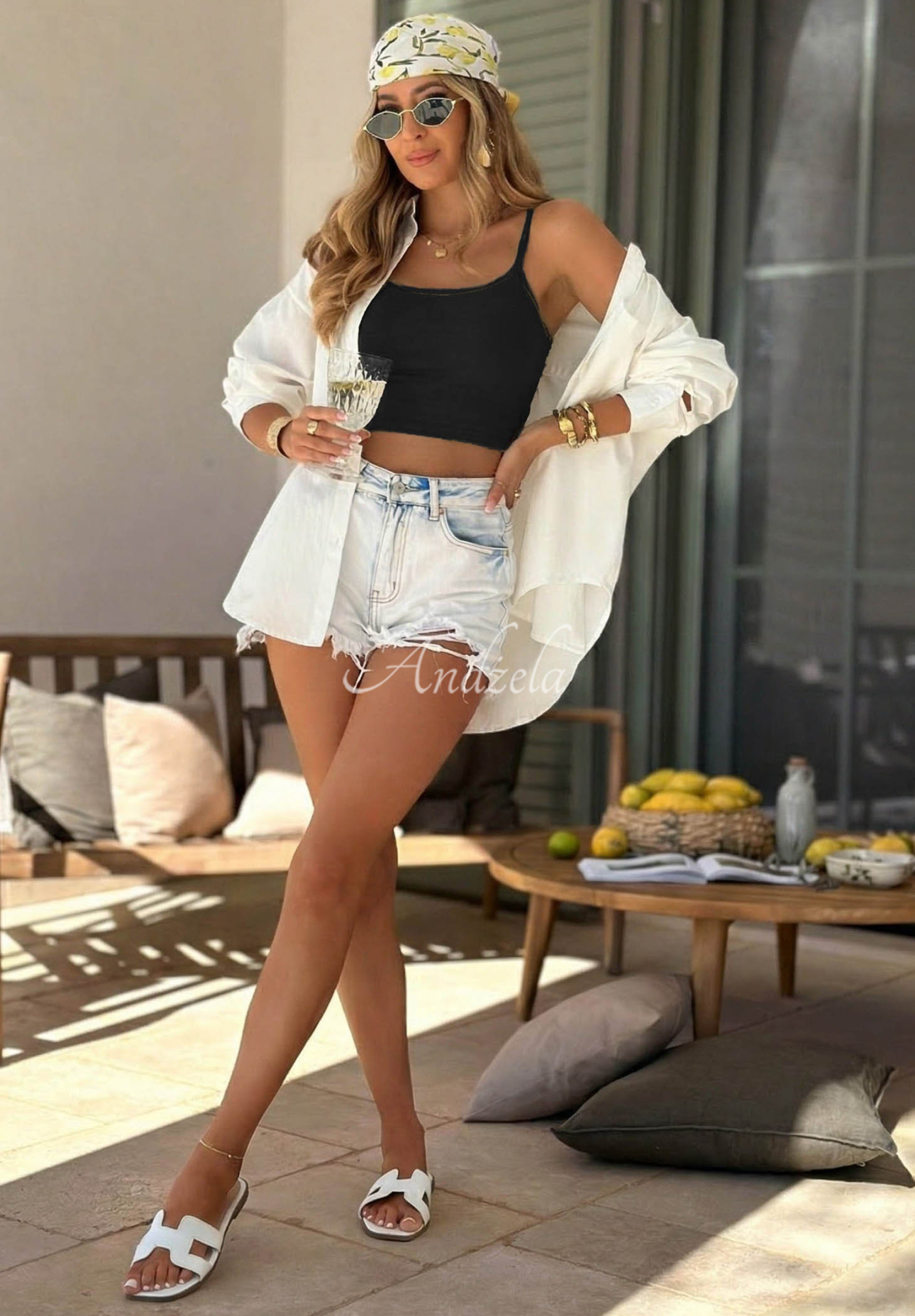 Viva Oliva Short Black Cotton Tank Top