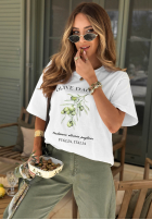 Bawełniany T-shirt z nadrukiem Olive Italiane biały