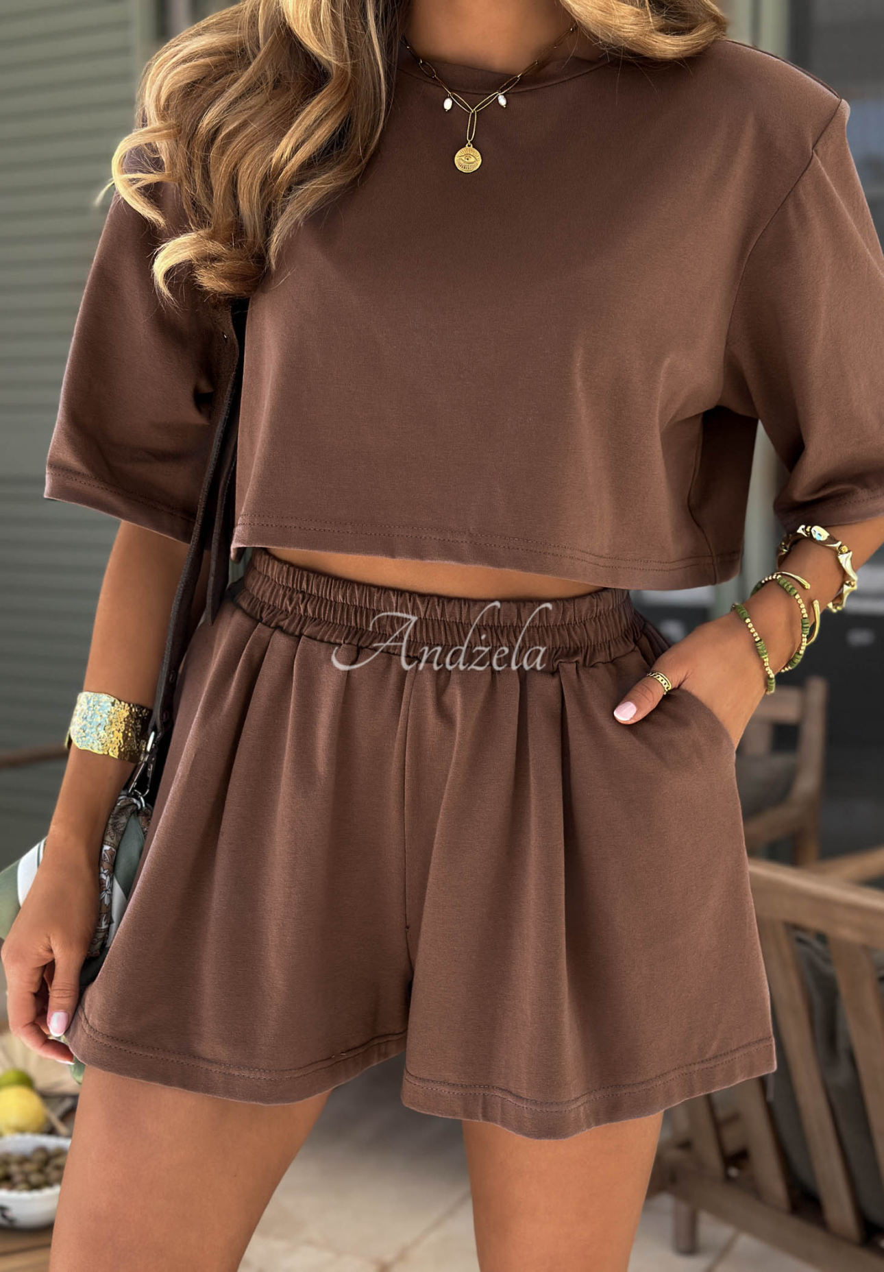 Viva Oliva Chocolate-Colored Cotton Shorts