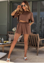 Krótkie bawełniane spodenki Silent Hour czekoladowe